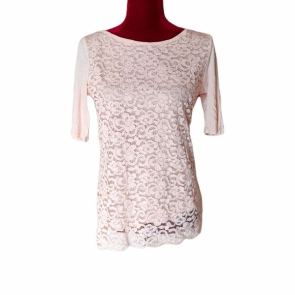 NWOT NY&C Pink Lace Top Size Small - Picture 1 of 5